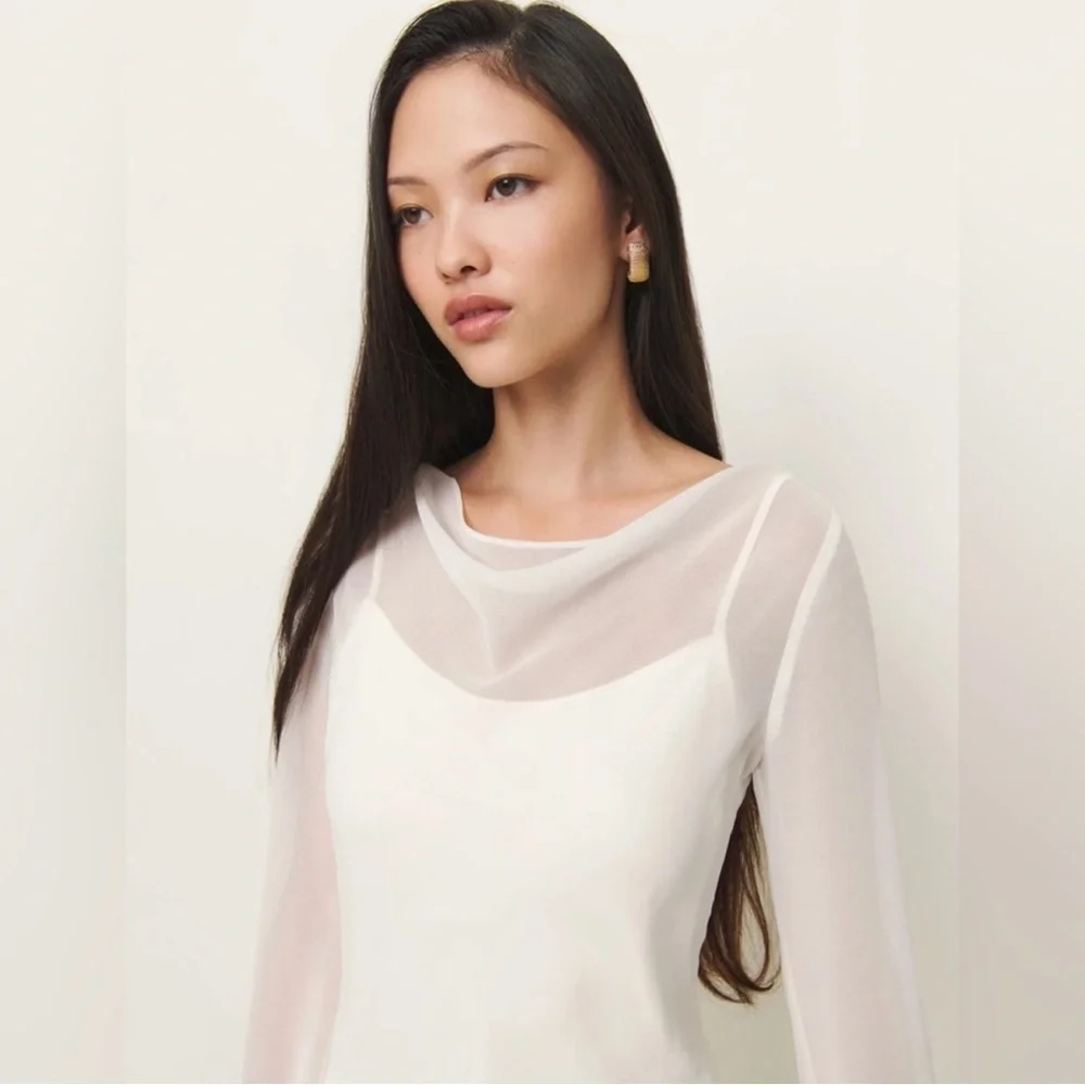 Reformation Tetty Dress Ivory - Size 12 - Picture 4 of 6